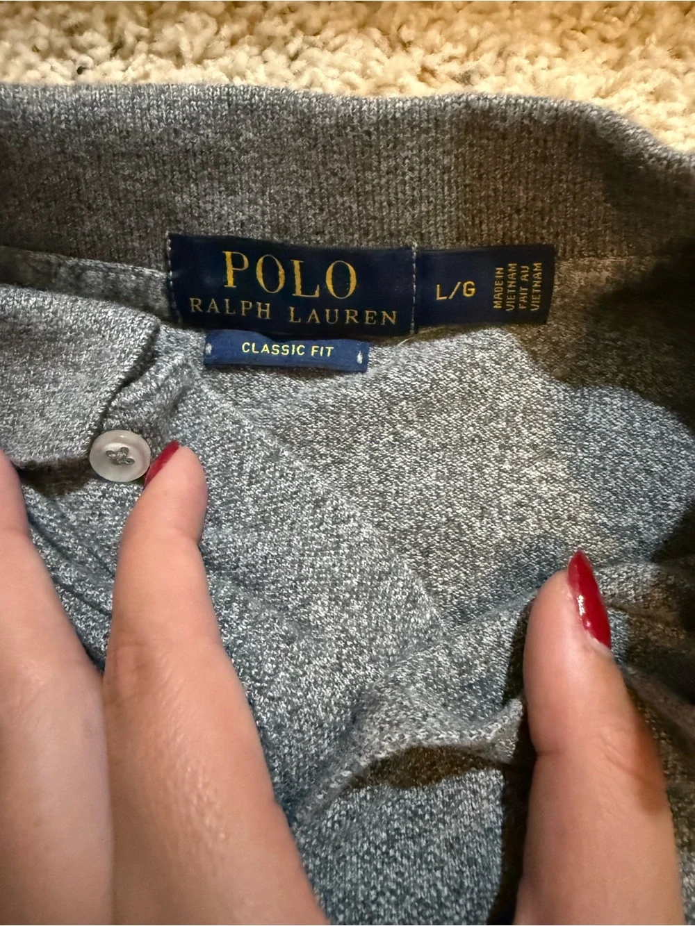 Ralph Lauren Gray Polo Shirt with Red Pony Logo